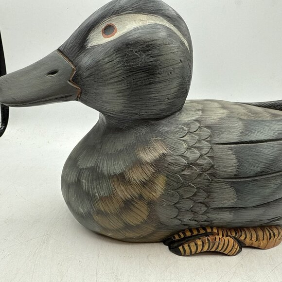 Hand Carved Wood Sculpture - Mandarin Duck Lite Size Hand Painted - Picture 7 of 15